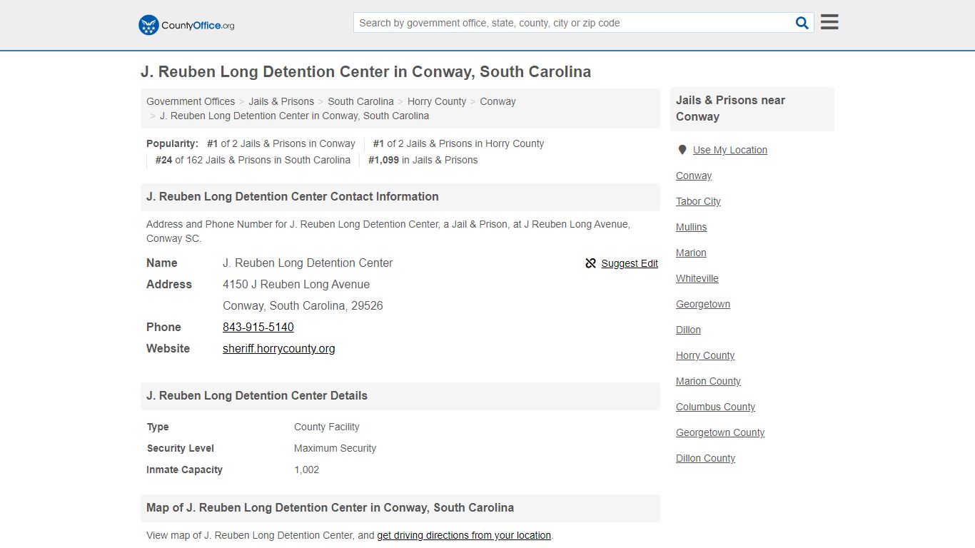 J. Reuben Long Detention Center in Conway, South Carolina - County Office