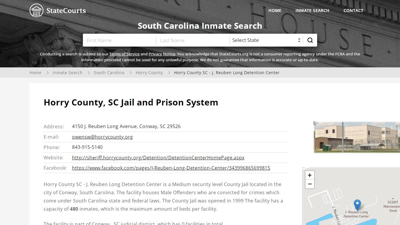 Horry County SC - J. Reuben Long Detention Center Inmate Records Search ...
