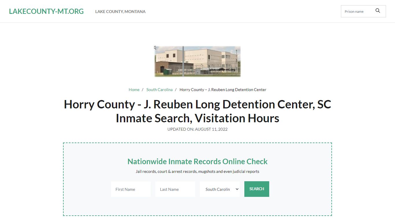 Horry County - J. Reuben Long Detention Center, SC Inmate Search ...